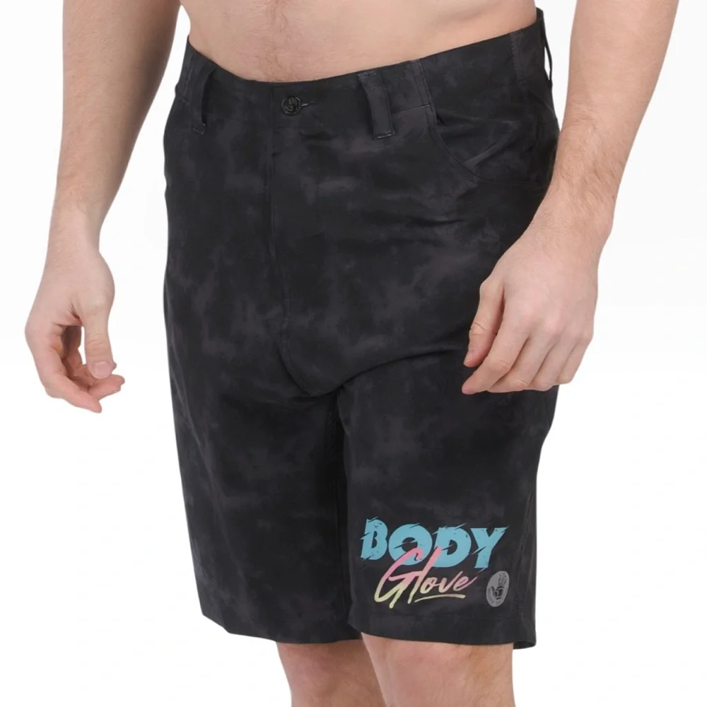 Body Glove Boardshorts Black Tie Dye Logo 21” Boardwalk Swim Shorts Size Medium